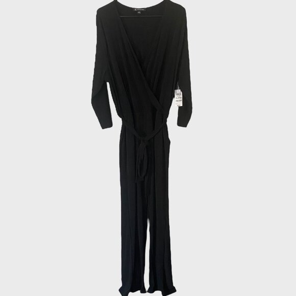 INC International Concepts Tie-Waist V-Neck Jumpsuit Black Women's Size XL New - Picture 1 of 13